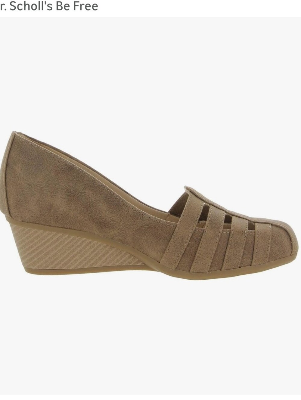 Dr. Scholl's Taupe Woven Peep-Toe Wedge Pumps